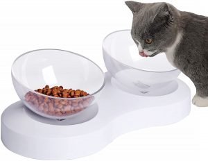 Double Cat Bowls Elevated Pet Food Water Bowl 